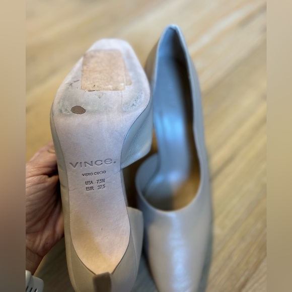 Women’s VINCE Tiana Point Toe Leather Pumps in Cappucino - Picture 6 of 9